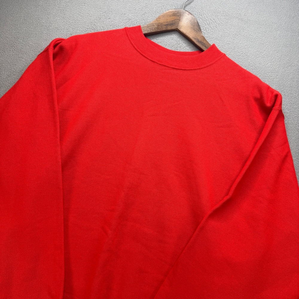 Vintage Hanes Crewneck Sweatshirt Blank Mens L Red Cotton Pullover Made in USA